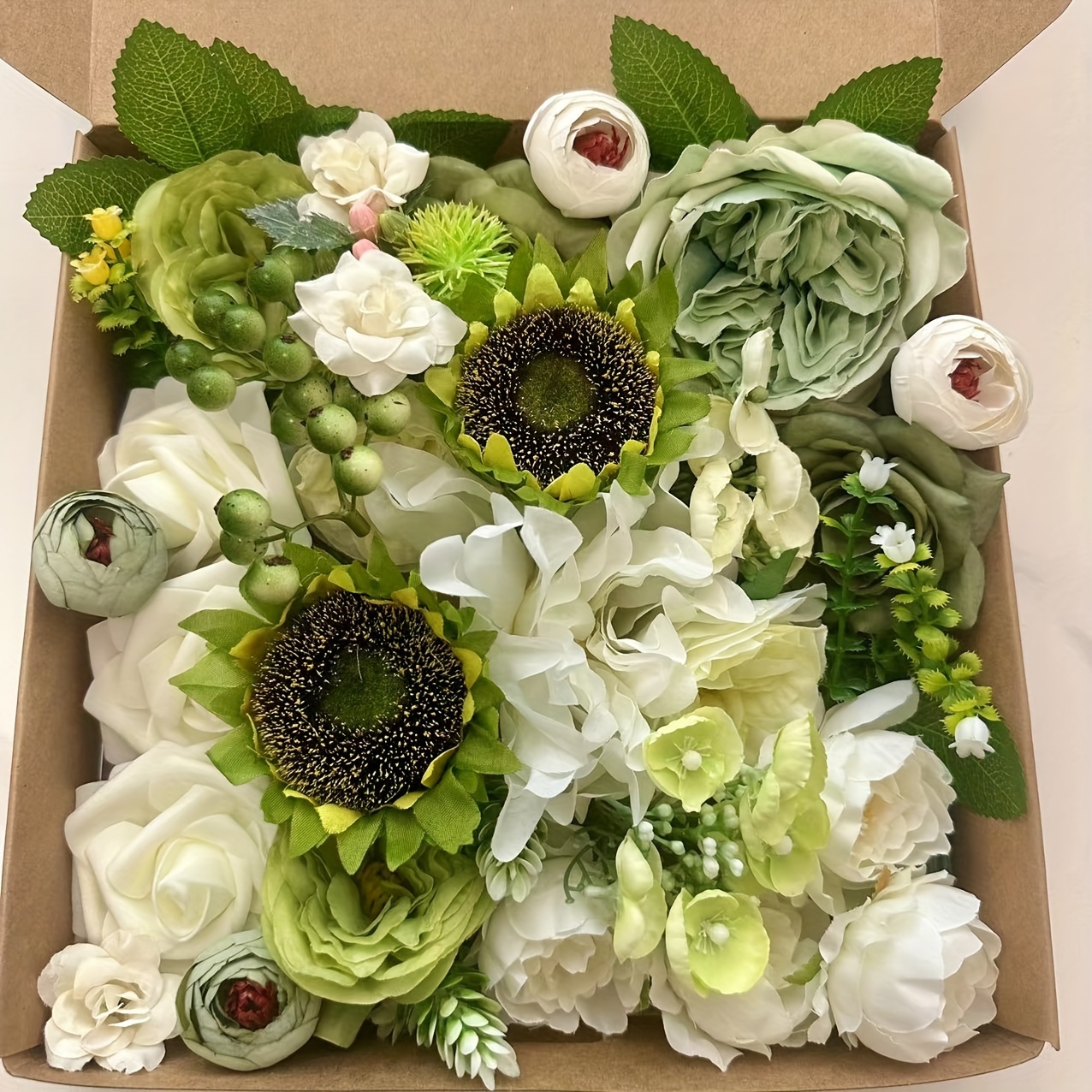 Artificial Flower Arrangement Kit - Mixed Bouquet Set For Diy Wedding, Party, And Home Decor