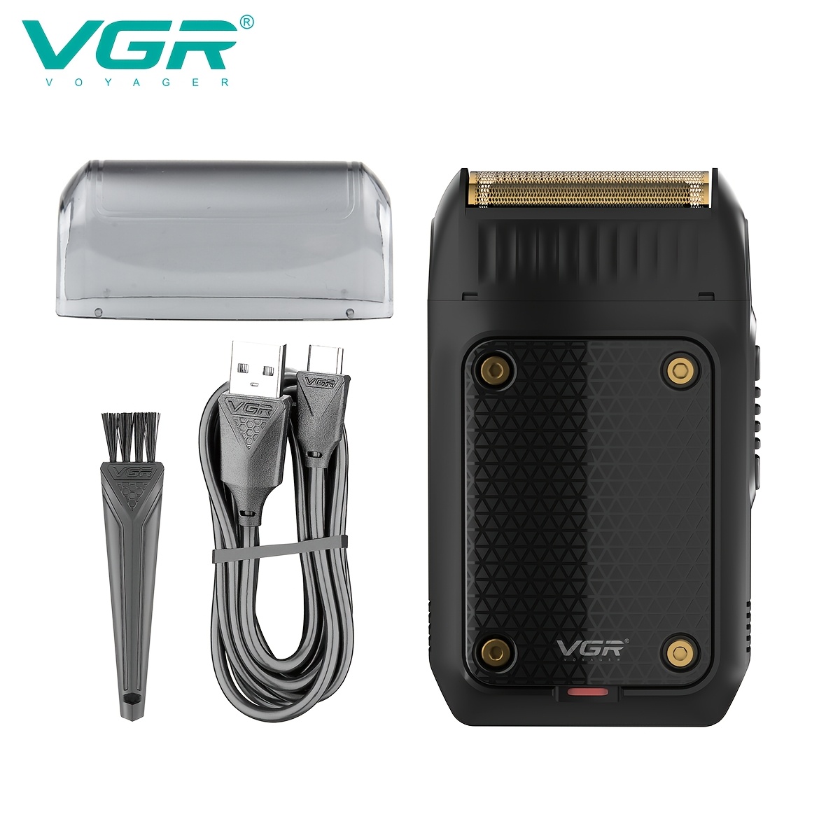 TEMU Vgr Men's Beard And Hair Clipper Kit, Electric Shaver, Beauty Tool With Hair Additions, Lightweight, Portable, Usb Charging, Travel And Gift