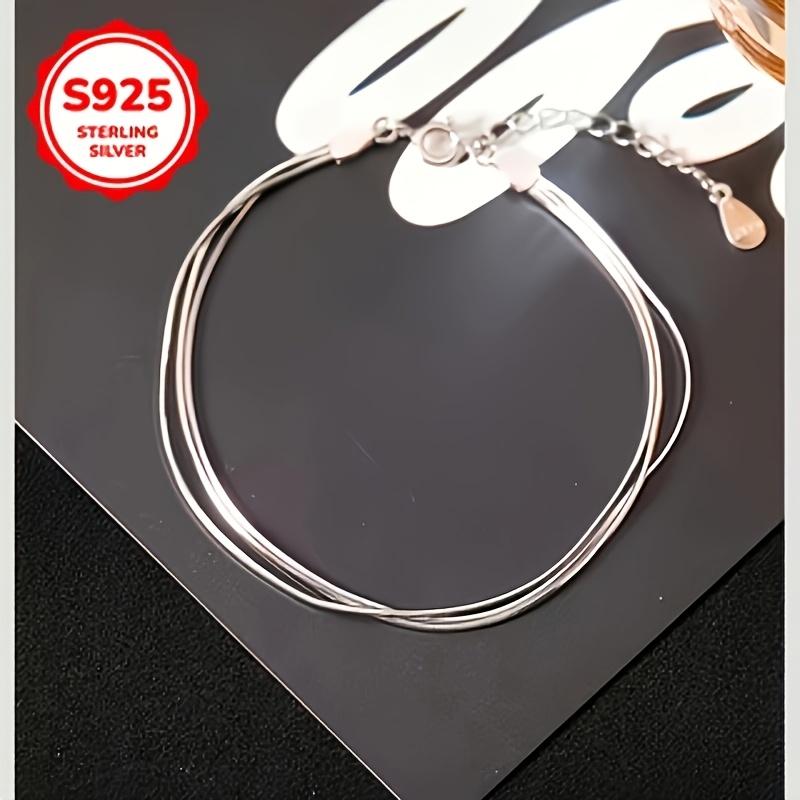 S925 Silver Three Layer Snake Bone Chain Bracelet