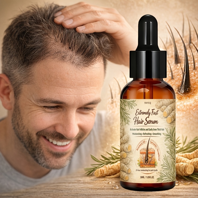 Extremely Fast Hair Builder That Moisturizes and Promotes Plump Skin in Bald Areas, Contains Turmeric, Jojoba Oil and Biotin, Especially Suitable for Uneven Thinning Hair in Bald Areas, Easy to Apply, Using Hair to Look Voluminous and Thick-30ml - Image 4