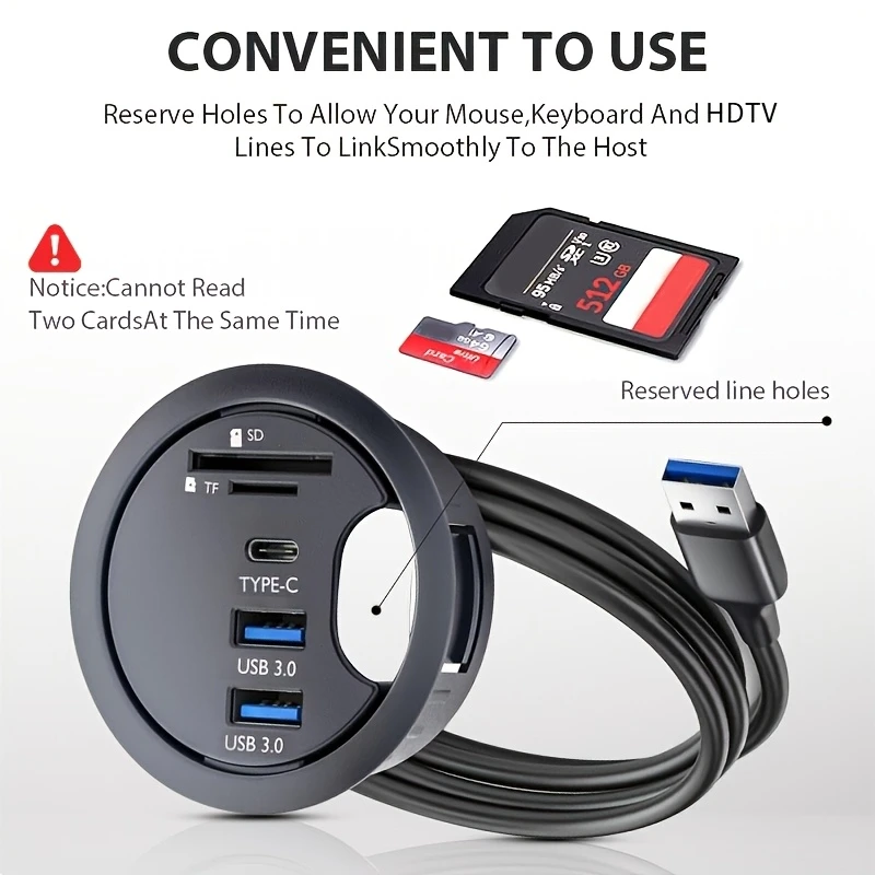 usb 3 0 hub multi port expander with tf usb c card reader type c 60mm desktop mount usb powered operating voltage 36v for pc desktop details 1