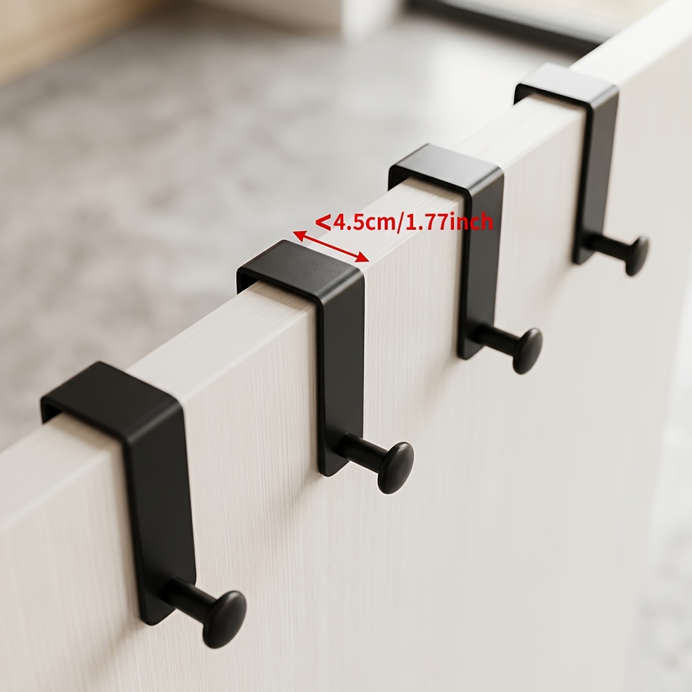 juego de 4 ganchos para puerta de armario, ganchos para puerta de gabinete de cocina, gancho de respaldo de puerta sin taladro, gancho de dormitorio, estante para puerta de gabinete,  , ganchos utilitarios