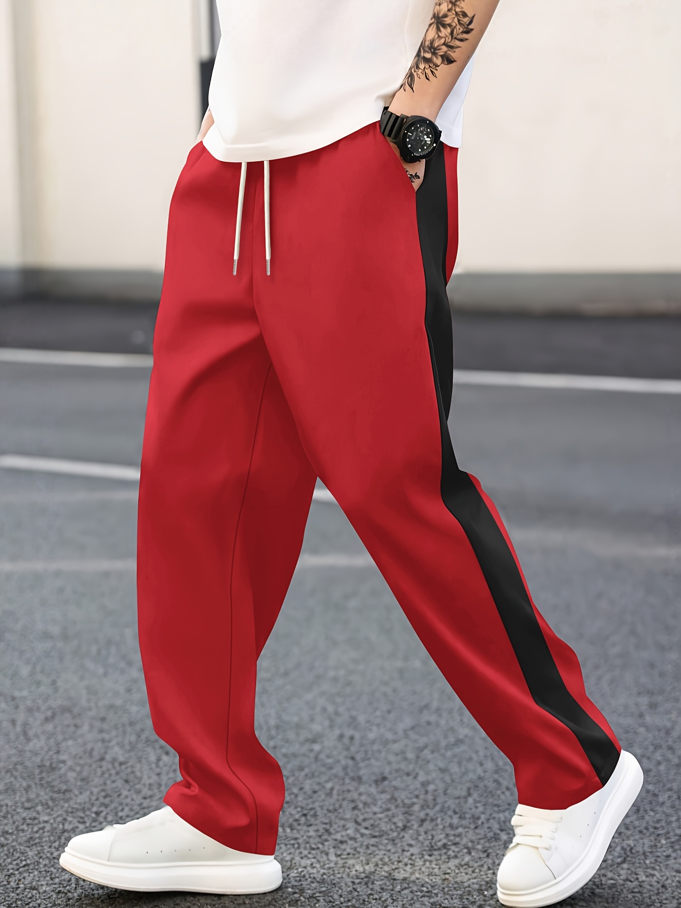 Clothing Red Black And White Striped Pants Nike Showtime Pants Rip