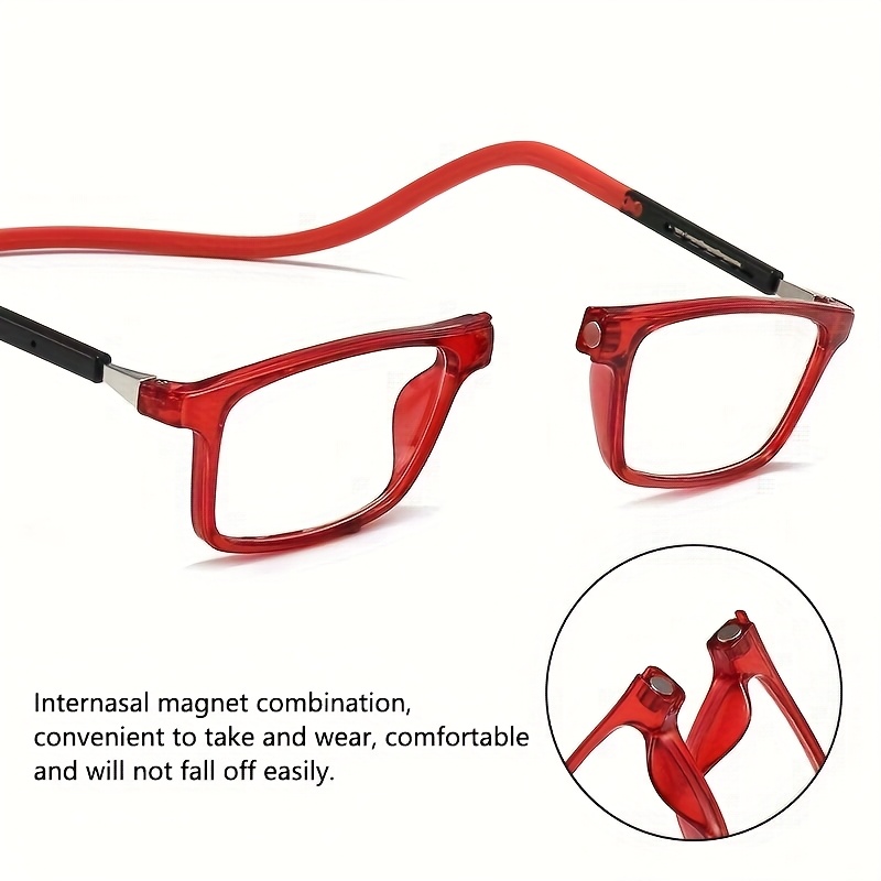 tr90 magnetic folding reading glasses 1 00 to 3 00 strength lightweight   rectangular eyeglasses with magnetic closure hinge unisex for daily use for office glasses no needed Product details 3