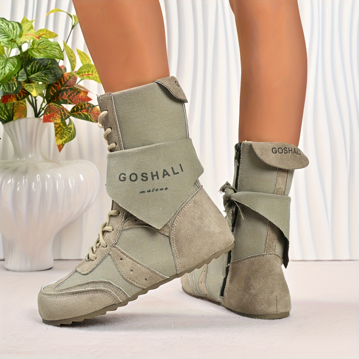 TEMU -block Mid-calf Boots For Women, Unique Lace-up Letter Decoration Design, Comfortable And Stylish Streetwear Fashion Boots, Women Shoes