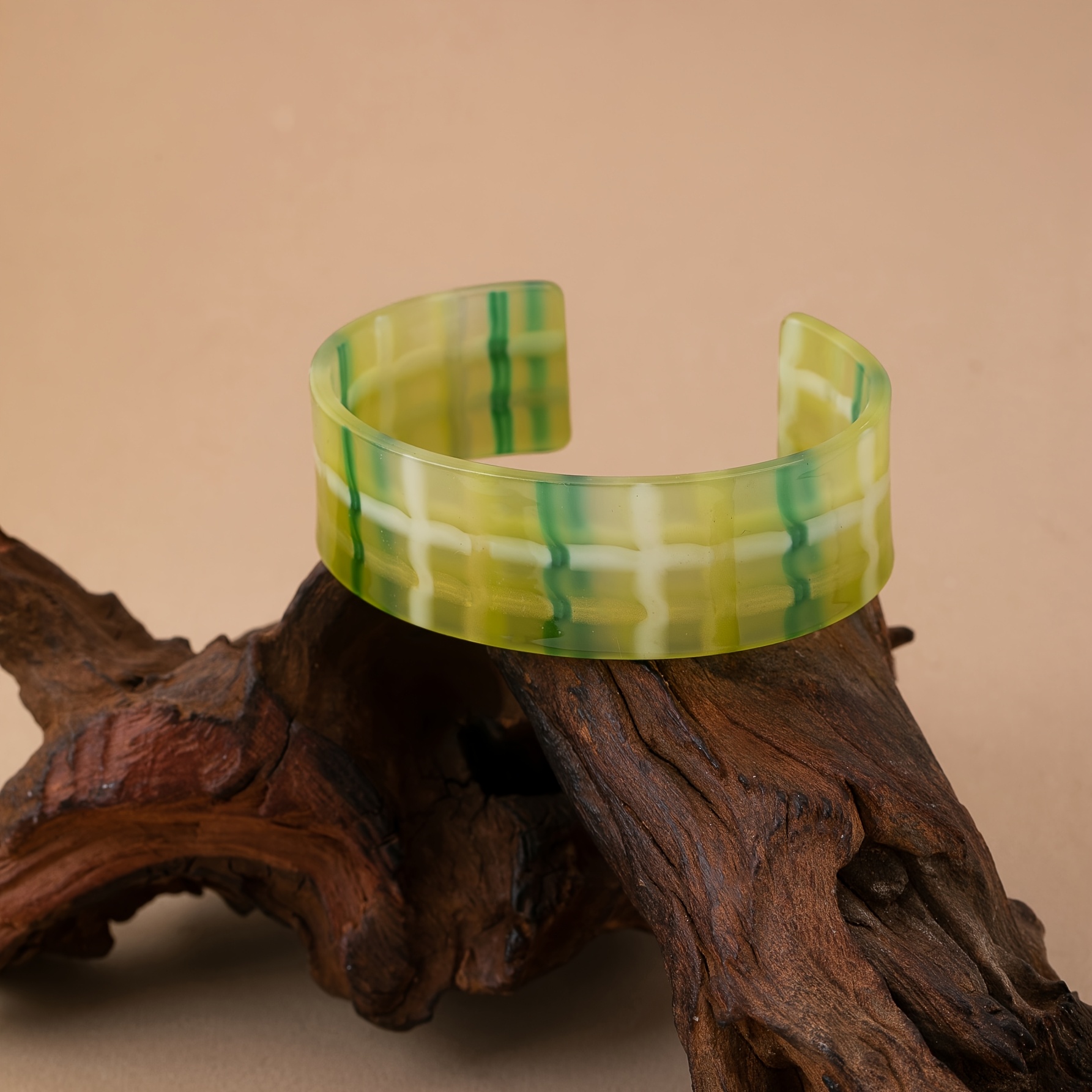 Bohemian Wide-Band Bracelet, Colorful Red and Green Design