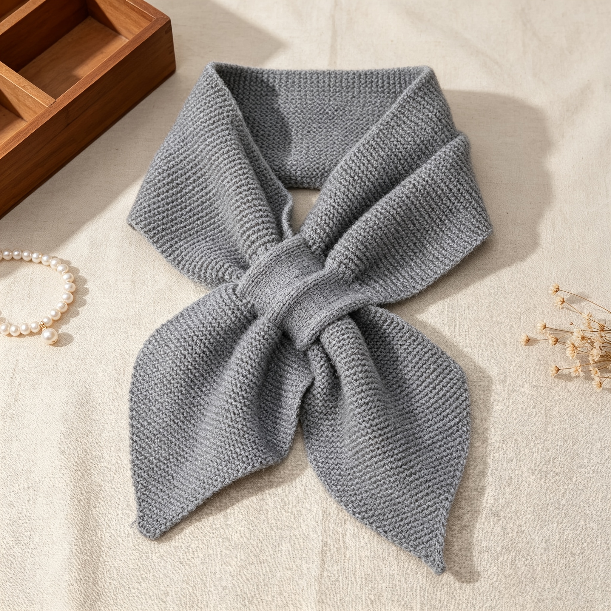 TEMU All-match Autumn Winter Scarf Women's Korean Shawl Neck Scarf Autumn Winter Warm Neck Scarf Decoration Bow Tie Wear Scarf Cross Small Scarf