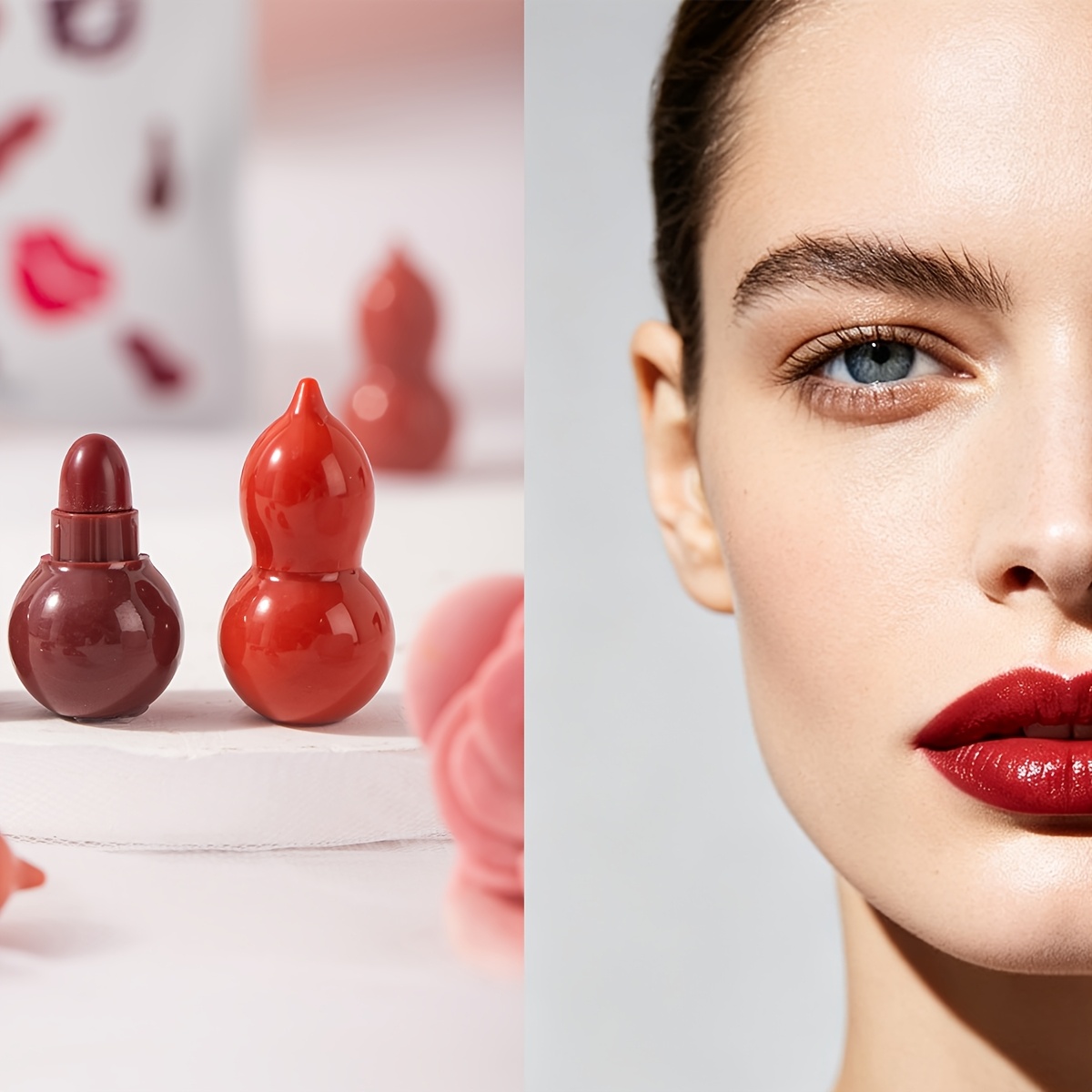 12 colors matte mini gourd lipstick set   lip gloss kit long lasting waterproof smudge proof high pigmented nude red lipsticks   makeup events or gifts turn into cute ornament with string after use Product details 2