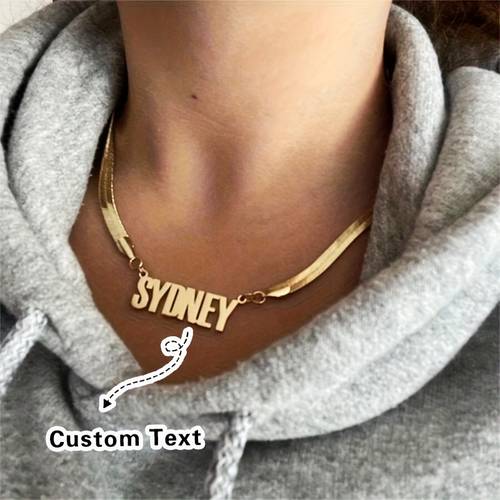 customize a name necklace stainless steel nameplate necklace with snake chain 18k golden plated in silvery and stylish casual simple and versatile unisex piece an ideal gift for her your lover mother