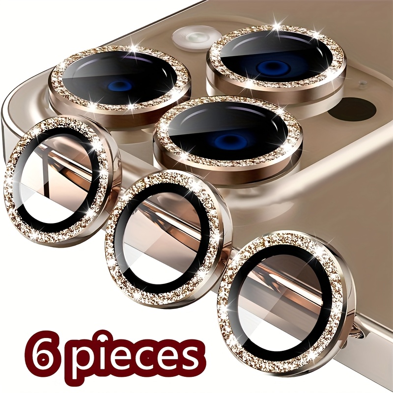 6pcs Camera Lens Protector For Iphone 16 Pro 6.3-inch And Iphone 16 Pro .9-inch, Shiny Personal 9h Tempered Glass Cover, , 1 Set (desert Titanium)