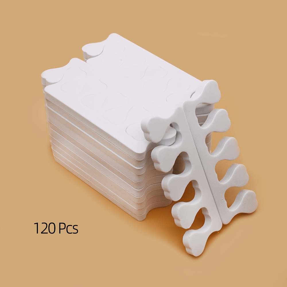 TEMU 120pcs White And Black Sponge Eva Toe Separators Bulk For Pedicure Disposable Soft Toe Spacers, Finger Dividers For Nail Art Painting, Manicure,