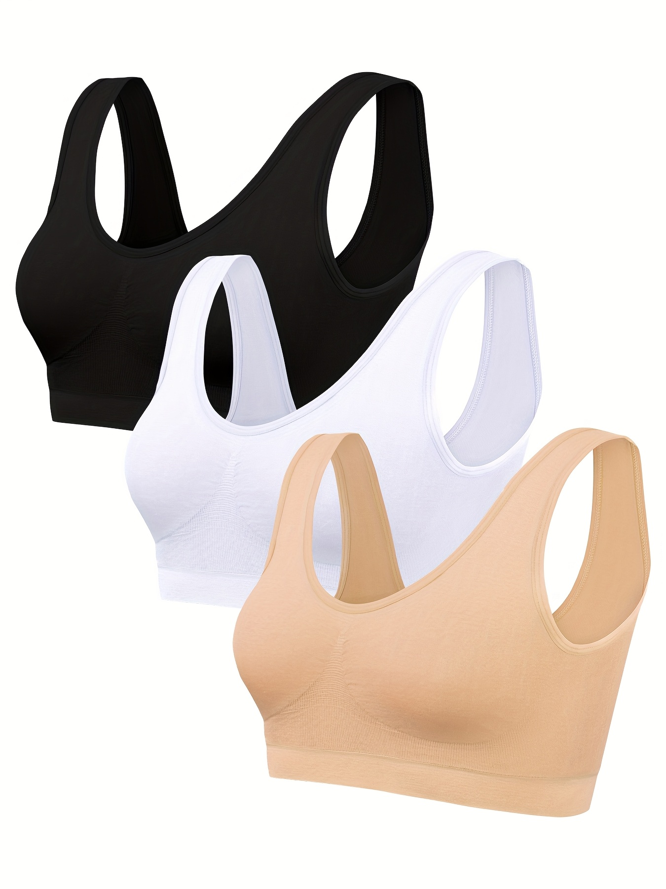 item picture 3pcs seamless womens single layer thin push up sports bras summer running yoga tank tops