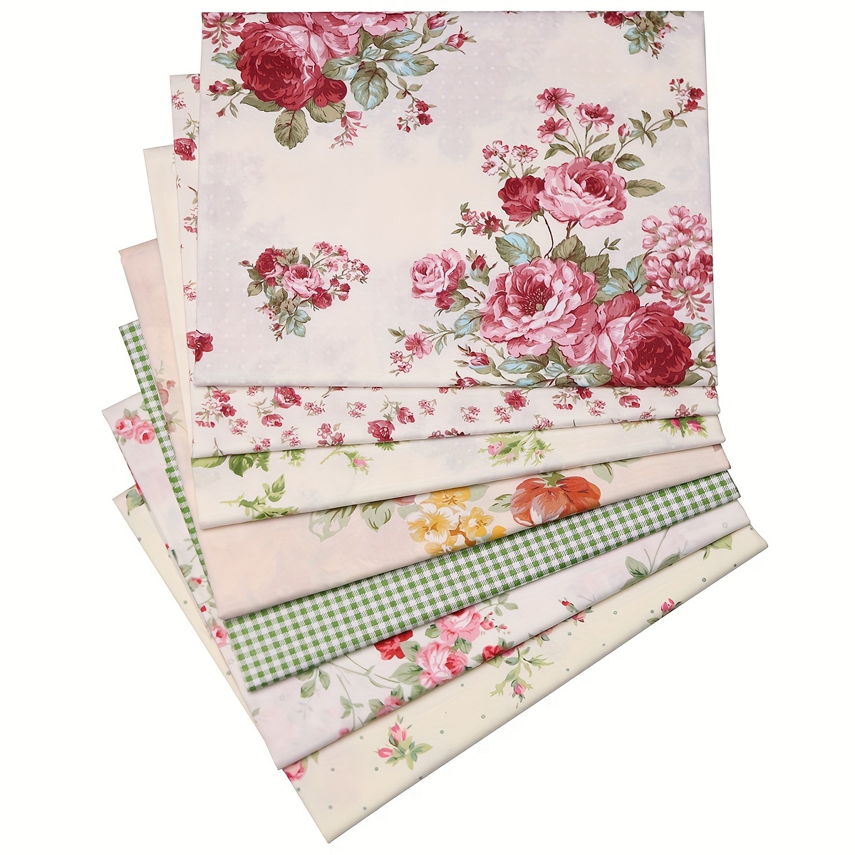 

Hanjunzhao Vintage Floral Cotton Fabric Bundle, Set Of 7, Pre-cut Quilt Squares For Diy Crafts, Bow Ties, Doll Clothes, And Sewing - Suitable For 14+, Lightweight And Upholstered Crafting Material Kit