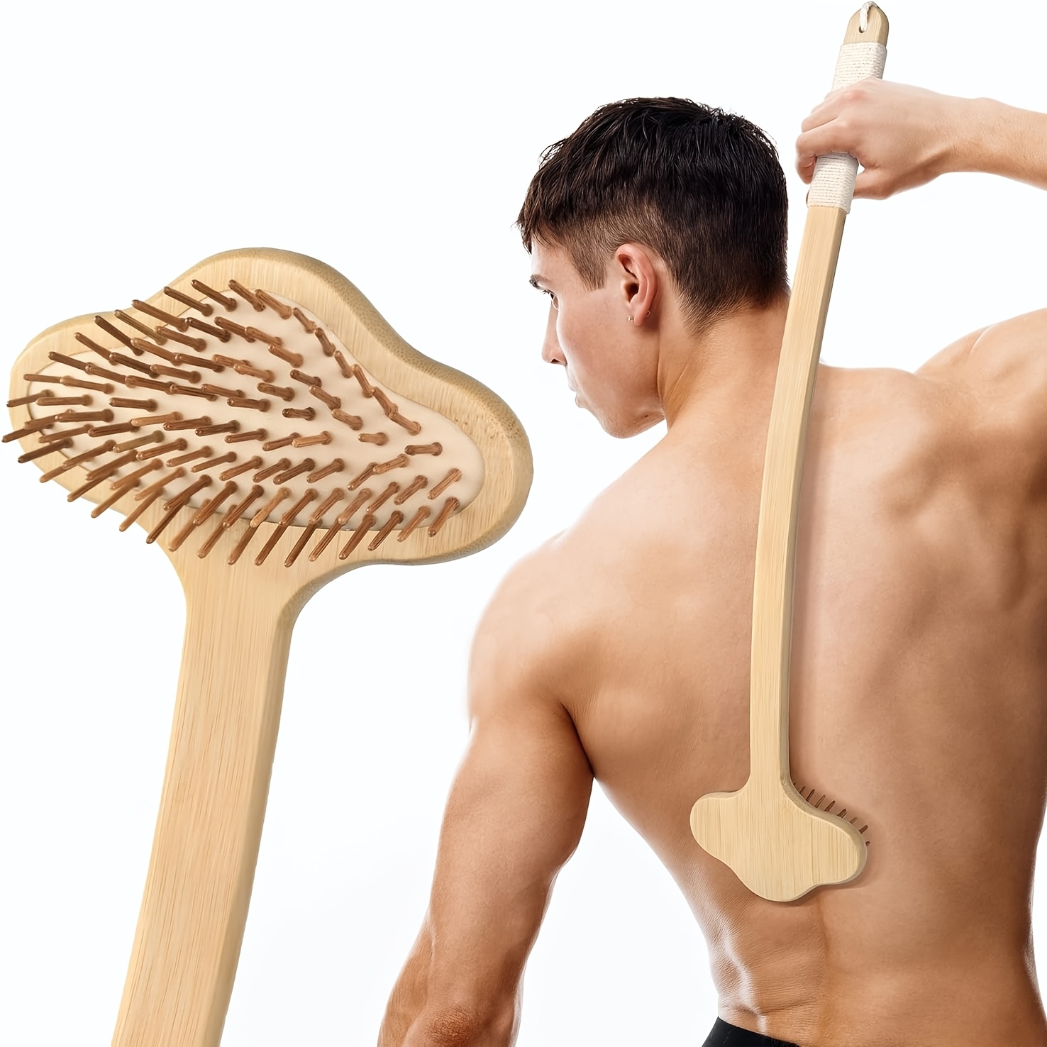 oversized back scratcher extended bamboo scratcher 22 04 long curved handle   head more larger scratching surface adults body instant scratcher christmas gift for women and men Product details 0