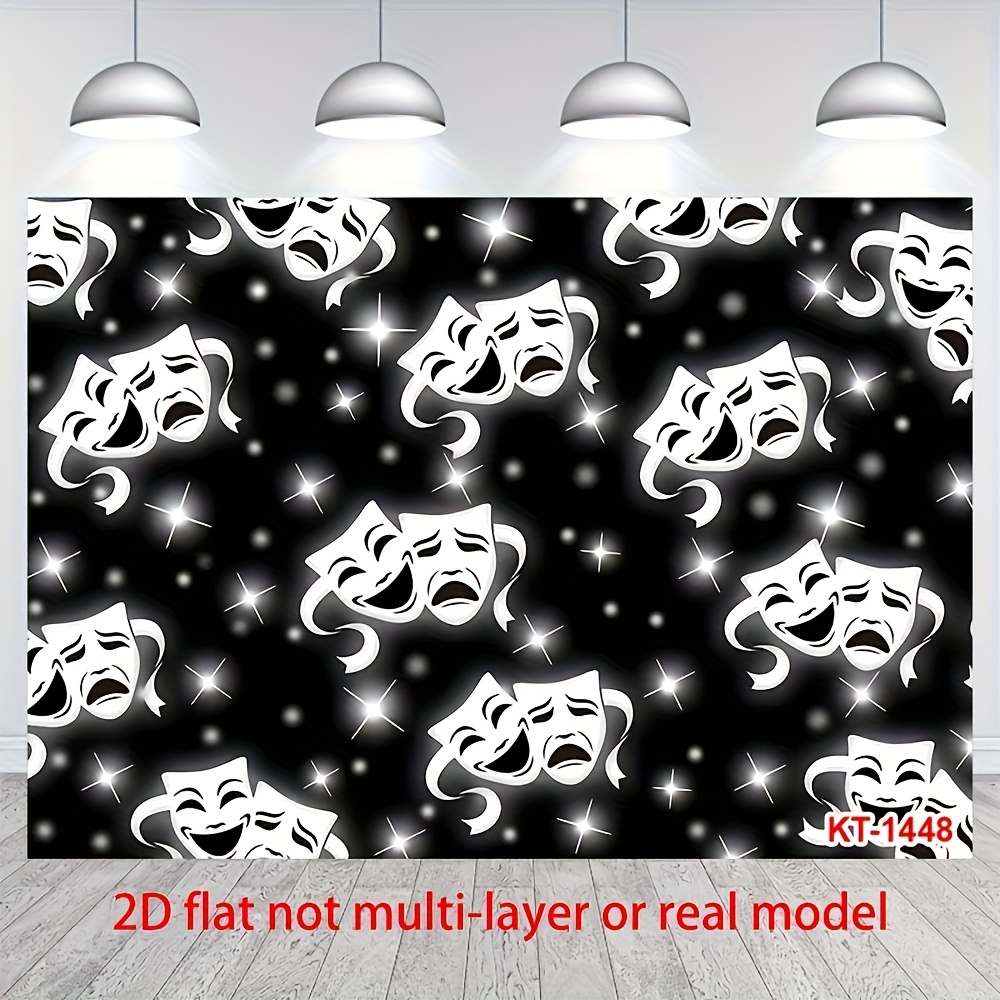 TEMU 2d Flat Banner, 1pc, Black Mask Backdrop Airbrushed Early 2000s Old School Emotion Shots Photography Backgrounds 90s Star Shots Airbrush