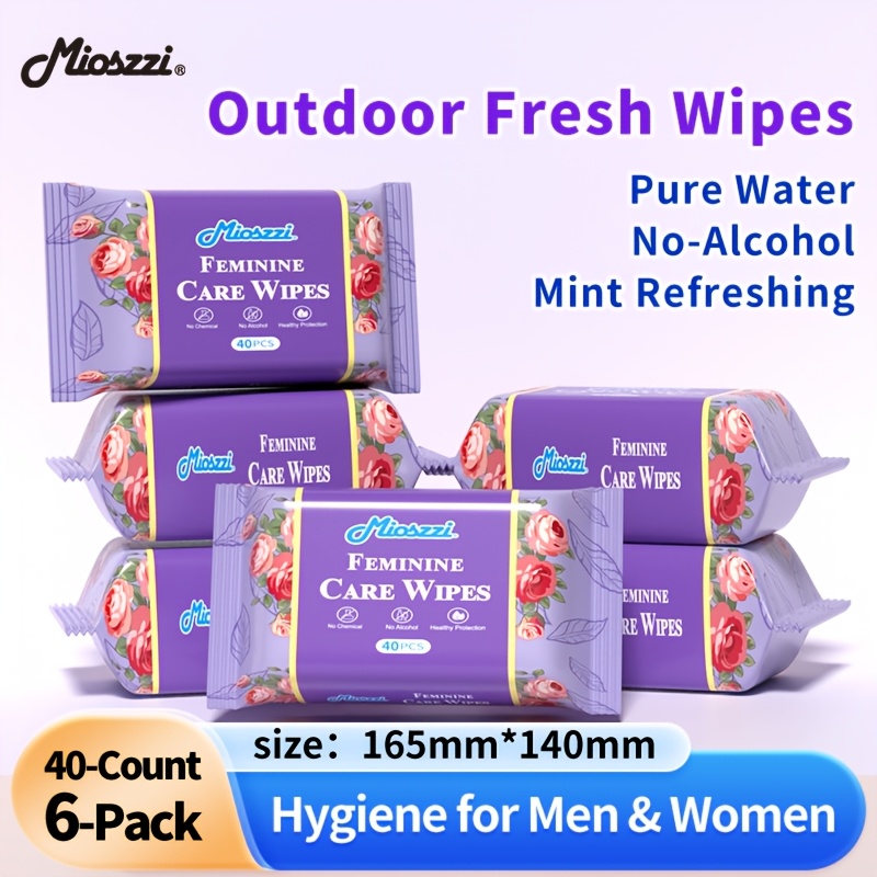 Portable Feminine Care Wipes, 99.9% Cleansing Wipes With Mint Scent, Odor Eliminating, Quickly Refreshes Private Area And Body Skin, Travel Pack Ideal For Outdoor And Daily Use, 3/6/12-pack