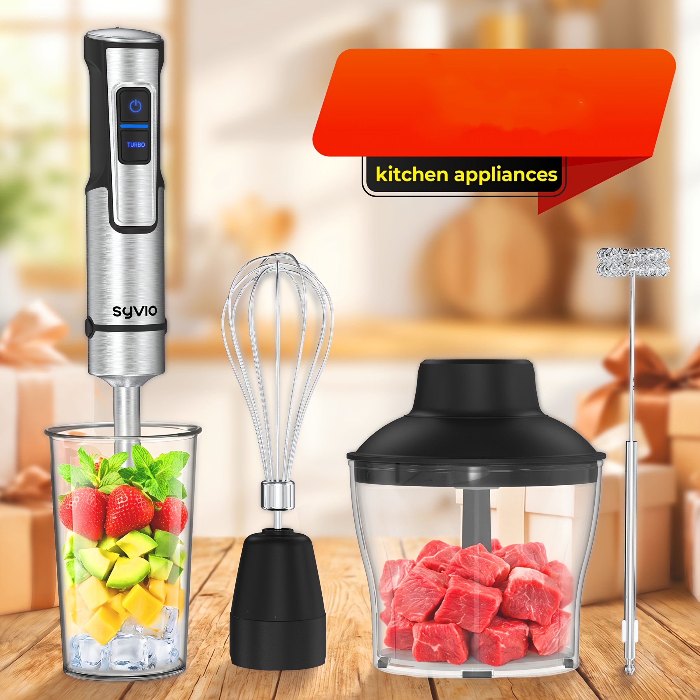 Syvio Immersion Blender, Max 1200W Heavy Duty Hand Blender With... product image 6