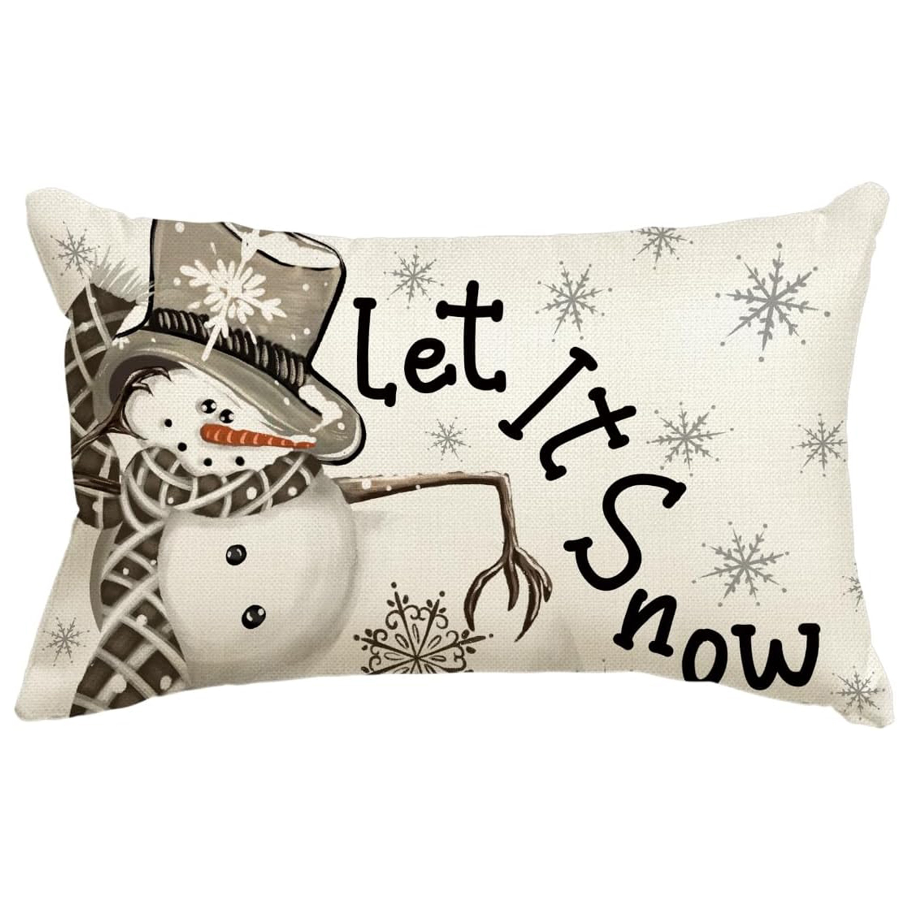 

Contemporary Linen Throw Pillow Cover 12x20 - Zippered Decorative Cushion Case With Snowman Design For Sofa And Couch - Machine Washable, Christmas Winter Theme Pillowcase For Home Decor (1pc)