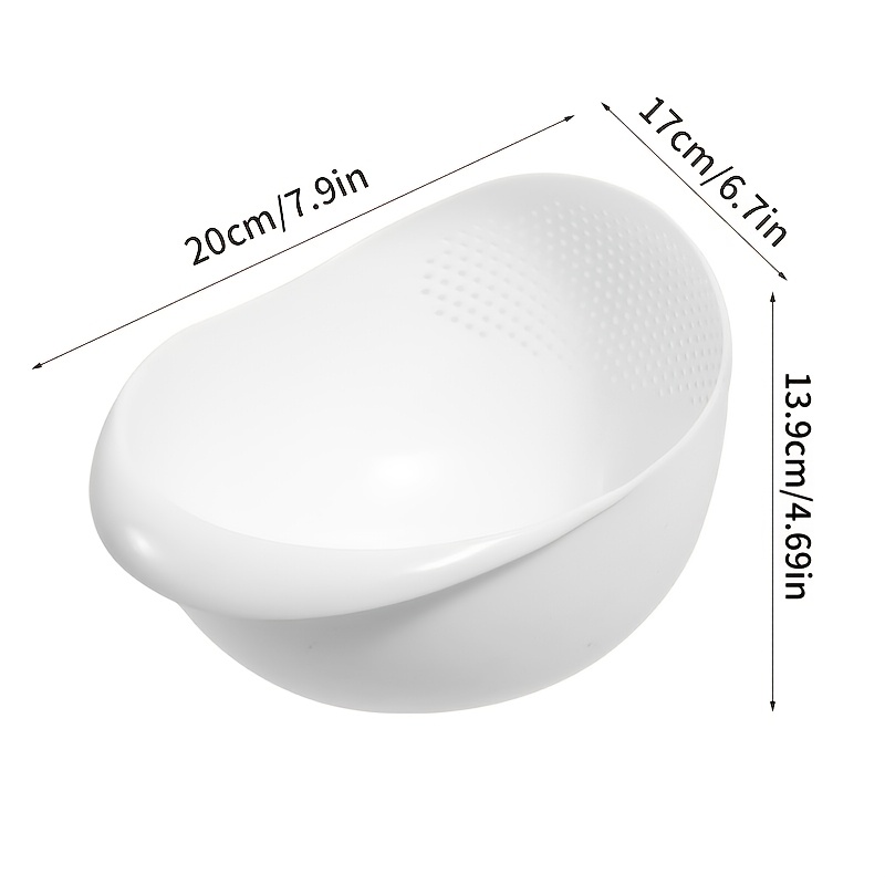 Image of 1pc Small Durable Plastic Rice Washing Bowl With Filter, Efficient Strainer For Grains Pasta Vegetables Kitchen Prep