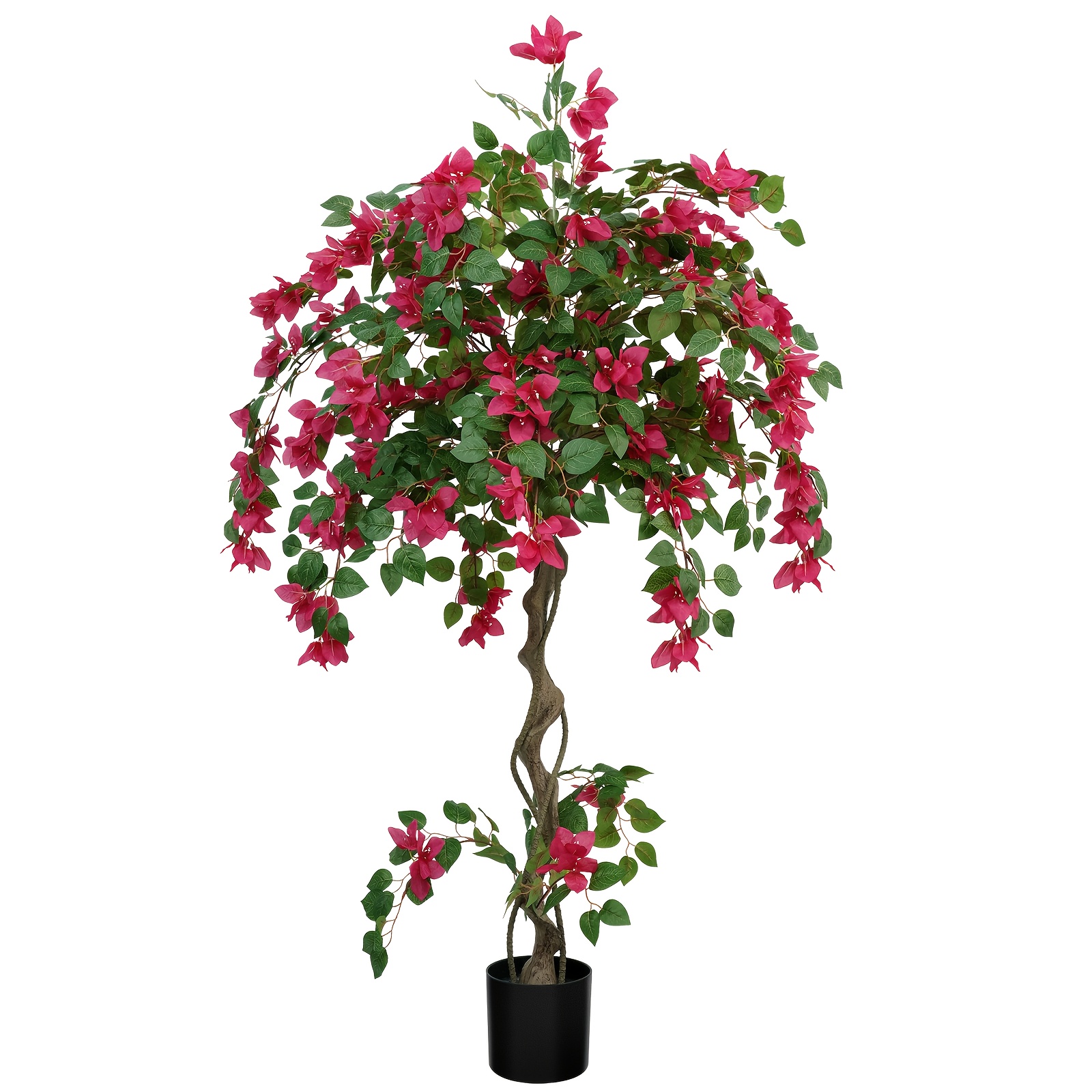 Artificial Indoor Outdoor, Large Fake Potted Plant With Rose Red Flowers Uv Resistant, Realistic Flower Tree For Living Room Corner Front Door Patio Garden, Spring Summer Autumn Home Decor