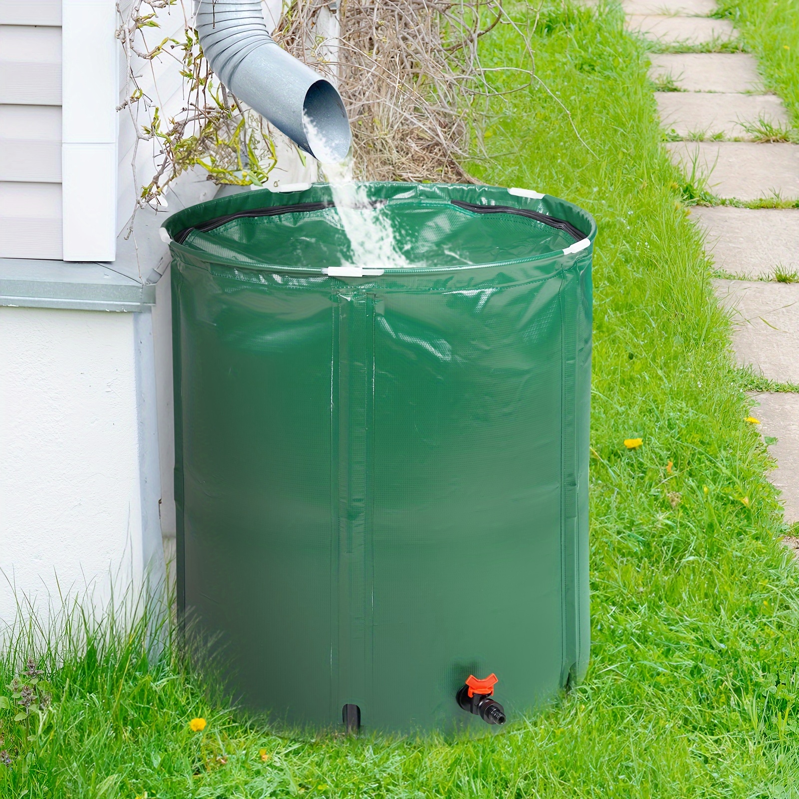 

50 Gallon Folding Rain Barrel Water Collector Green