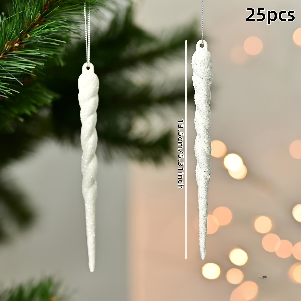 25pcs Sparkly Colored Icicles, Christmas Decorations, Christmas Tree Pendants