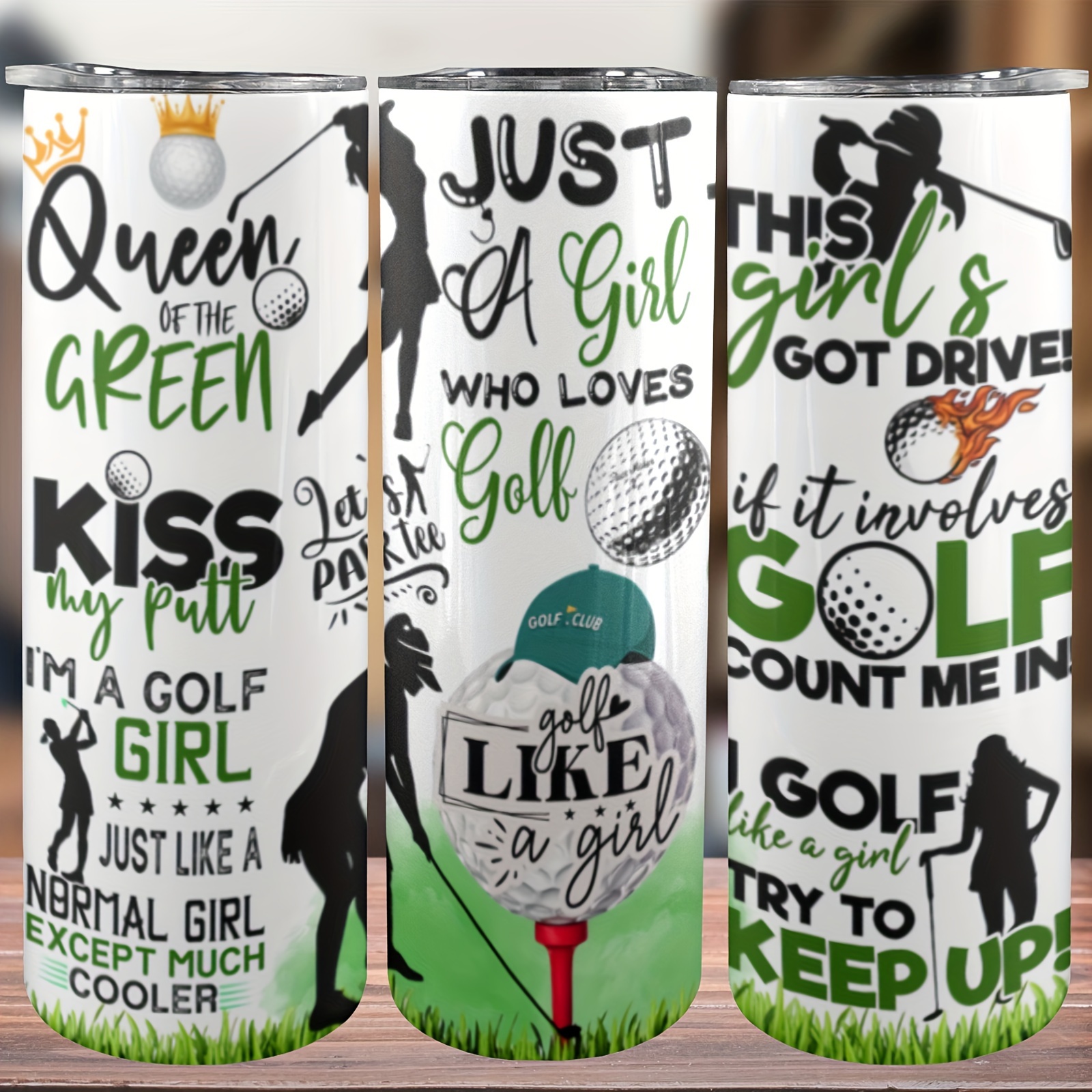 

1pc 20oz Golf-themed Insulated Tumbler For Women, Funny Travel Mug With Lid, Vacuum Insulated, Reusable Metal Coffee , Hand Wash Only - Multipurpose & Electricity-free