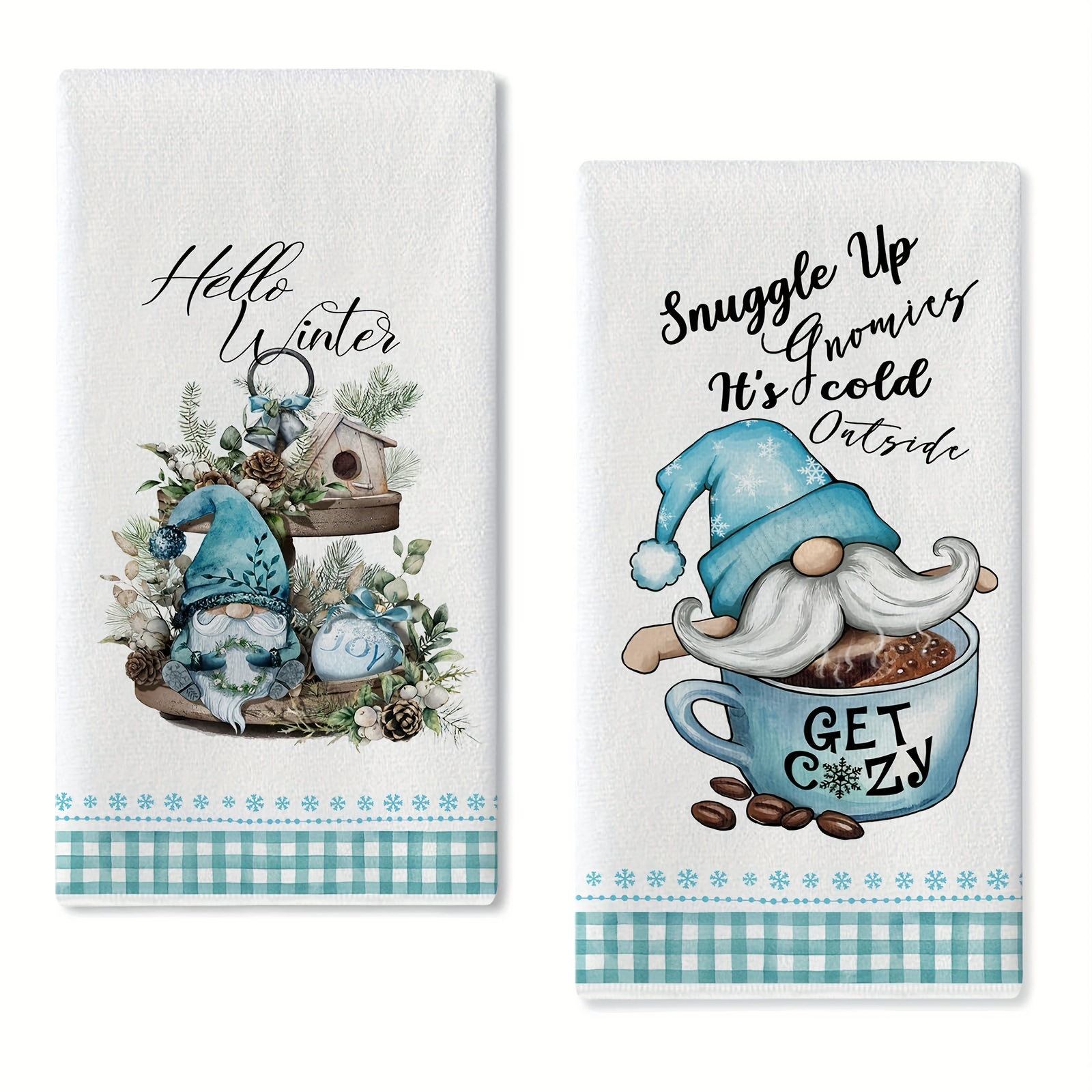 

2pcs Farmhouse Christmas Fingertip Towels - Polyester And Design, Woven Towels, Machine Washable, Oblong Shape, 250gsm, Cartoon Theme For Decor, 16x24 Inches