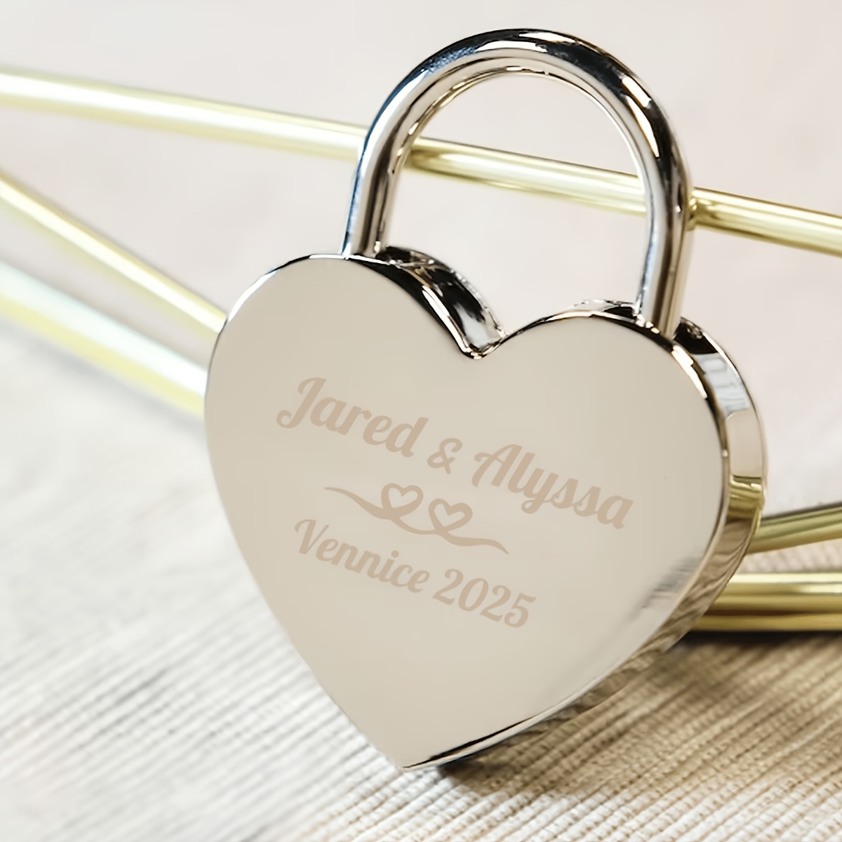 Customizable Heart Lock with Personalized Name and Blessing