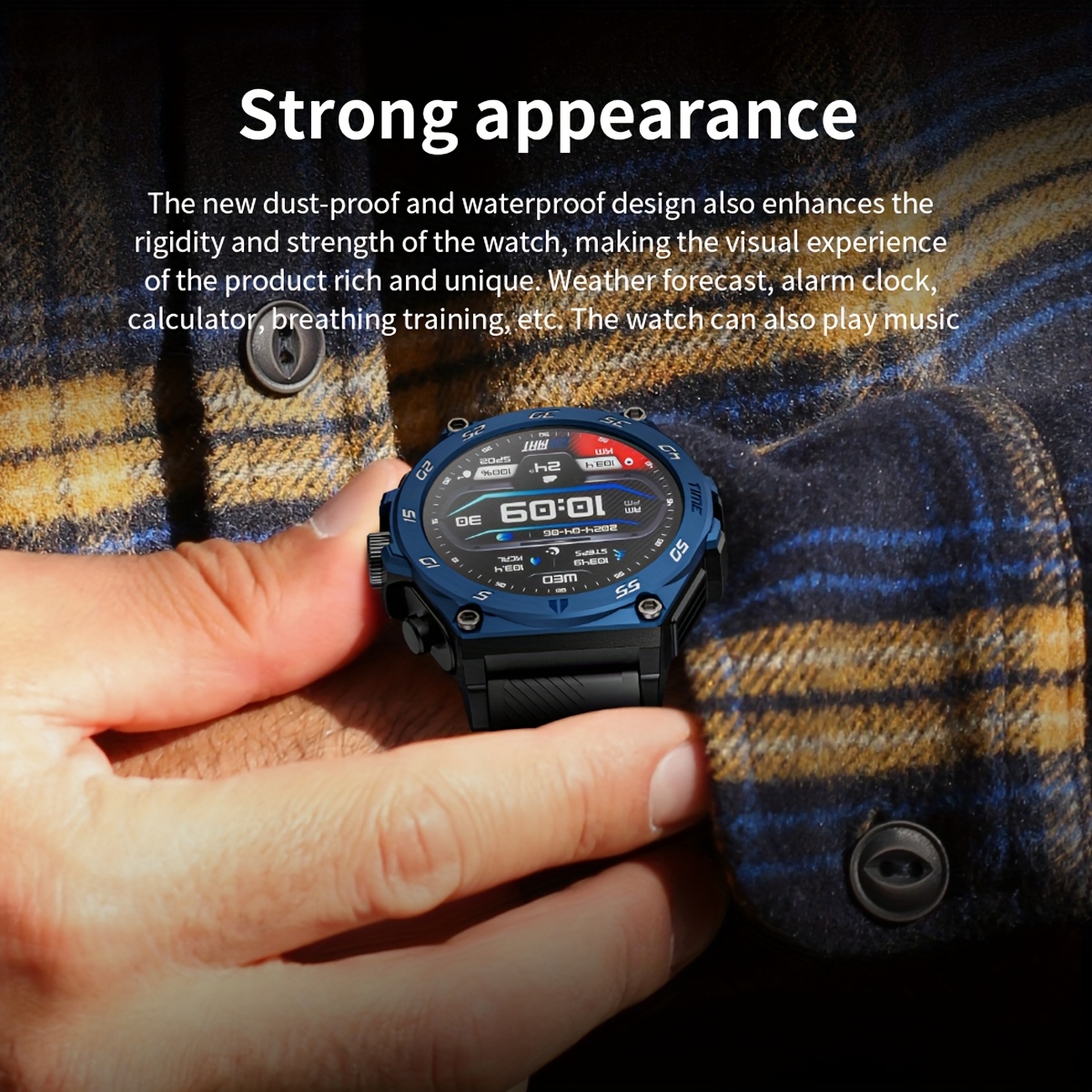 3.86cm 2-in-1 Smart Watch with Built-In Earbuds – Fitness Tracker, Long Battery Life, Wireless Calls, Wireless 5.0, Monitor, Step Counter, Weather Updates, Magnetic Charging, Compatible with Android & iPhone, Sports Smartwatch for Men and Women