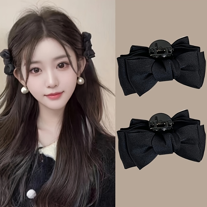 

2pcs Hair Claw Clips, Cute Shape, Fashionable Solid Color Fabric Hair Accessories For Women
