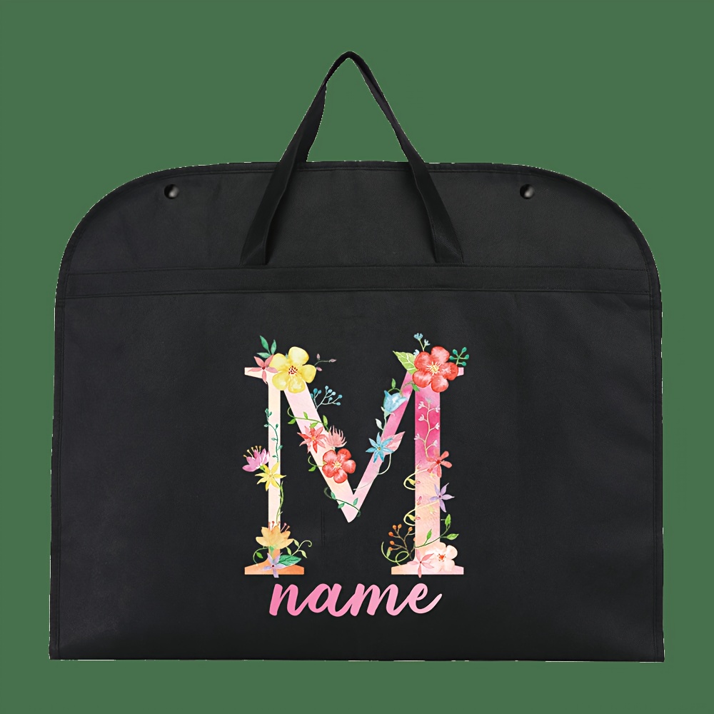 TEMU 1pc Customizable Personalized Western Clothing Storage Bag, Custom Name Foldable Clothing Black Organizer Hanging Bag, Outdoor Item Bag, Dress