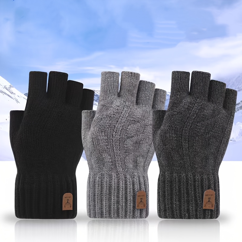 

Winter Men's Coldproof Warm Half Finger Gloves For Work, Learning, Driving, And Typing. Fingerless Gloves For Couples.