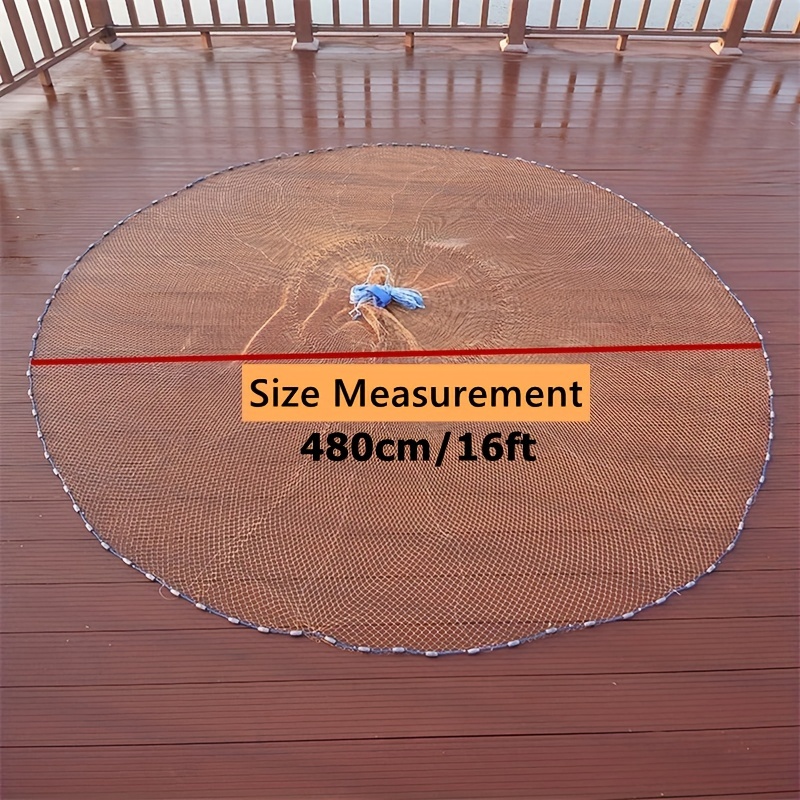 TEMU Fishing Nets Strong Nylon Mesh Wire Net Dia. 2.4m 3.6m 4.8m Throw Net For Fishing Trap With Sinker, Fishing Gear And Equipment