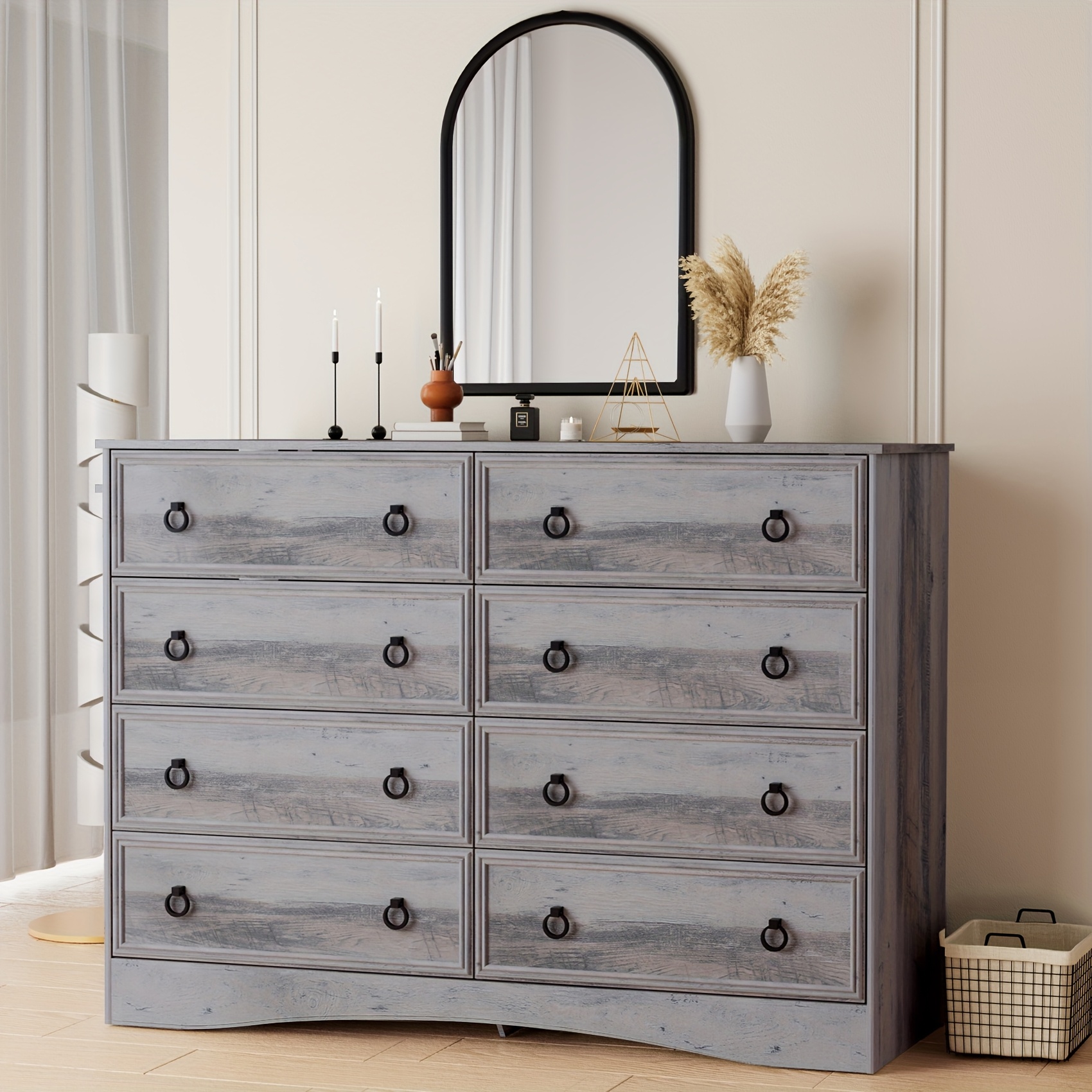 tall grey dresser for bedroom SICOTAS Cas Tall Dresser Fluted 5 Drawer Dressers, 50.7
