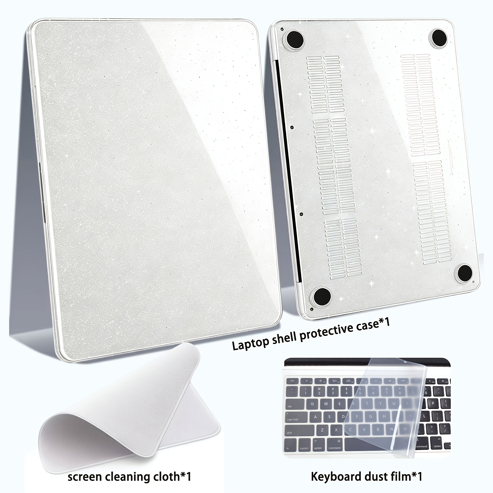 TEMU Coque Macbook Pailletée 'S Breath, avec Housse Anti-Poussière pour Clavier et Chiffon de Nettoyage d'Écran, Compatible avec 13 2016-2022 A2338
