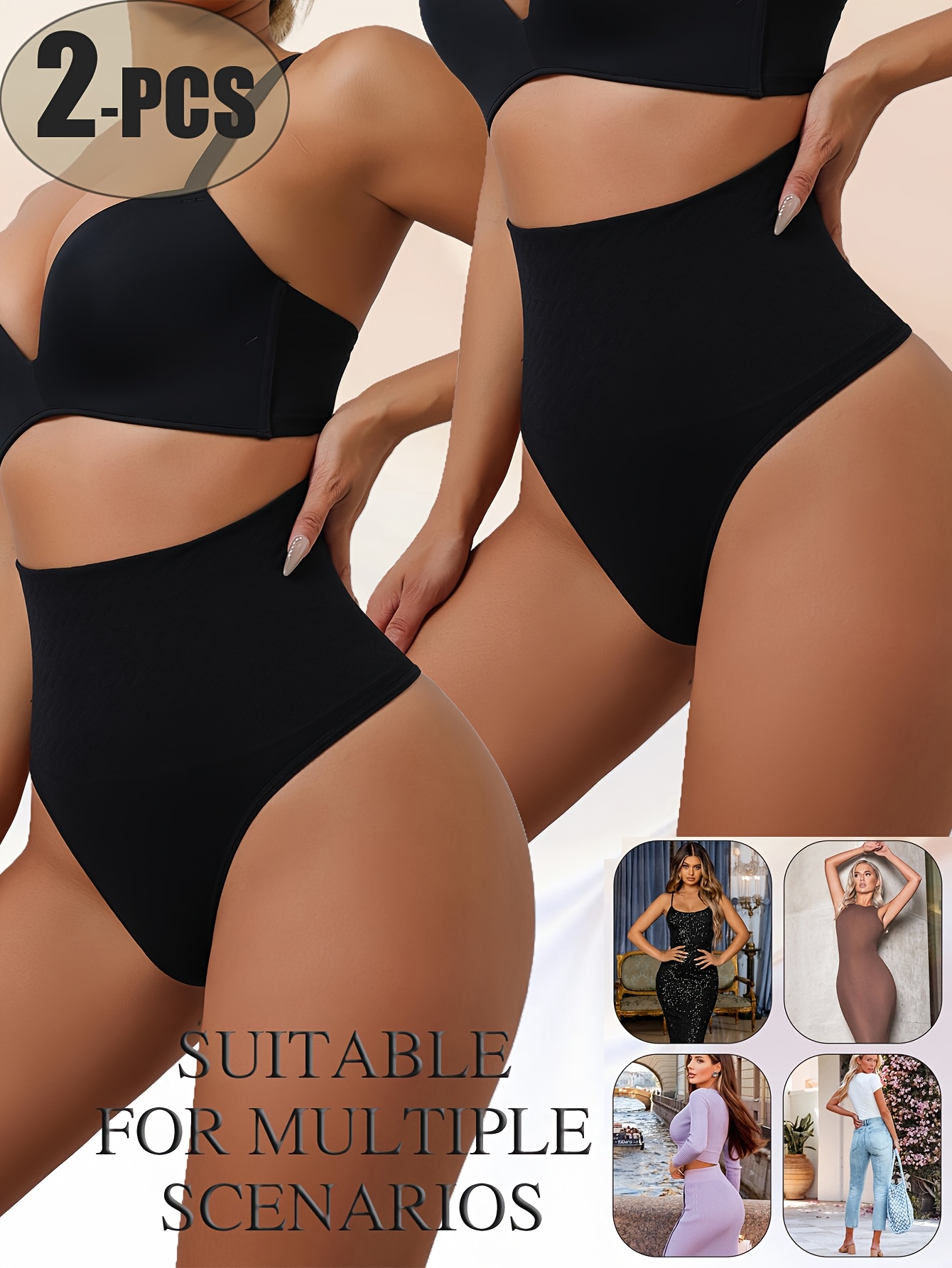 2 pack shaping panties nude black tummy control and   lift smooth stretch fabric daily   and   enhancement close fitting design breathable high elastic fabric
