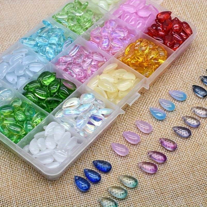 

60pcs 8x14mm Mixed Color Drop Shaped Glass Beads For Jewelry Making Accessories