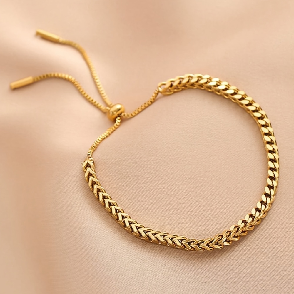 Women Fashion Vintage Chunky Chain Adjustable Bracelet Stainless Steel Anti Tarnish Waterproof Daily Wear Holiday Gift Party Outfit
