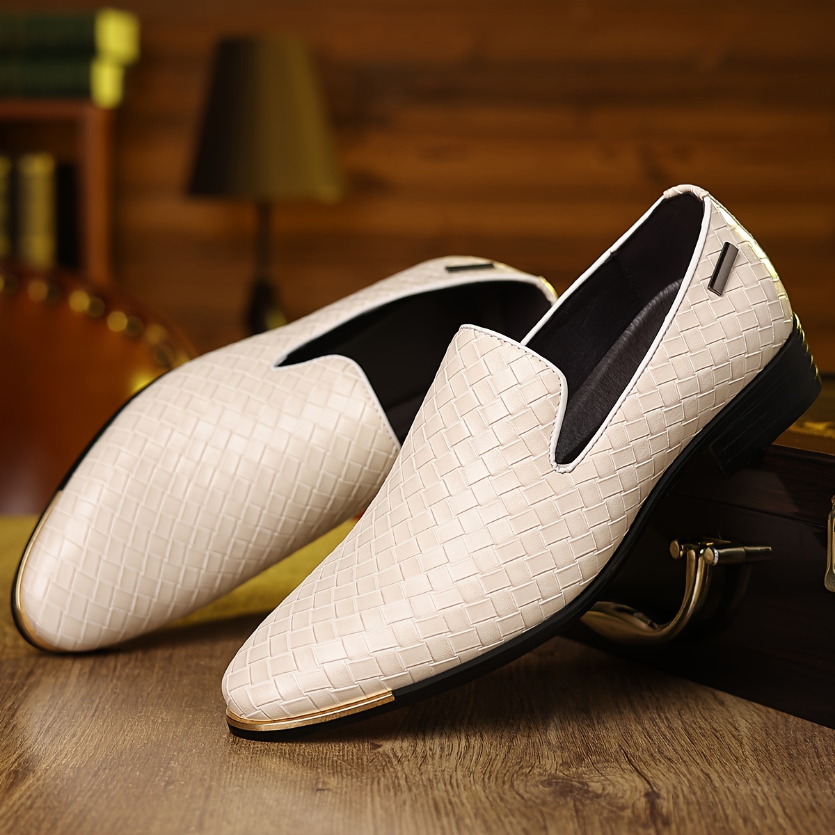white christmas dresses Dino Bigioni Designer Shoes Men's Italian Alce Dollaro Bianco White Oxfords (DB1004) White / 9 US main image 1