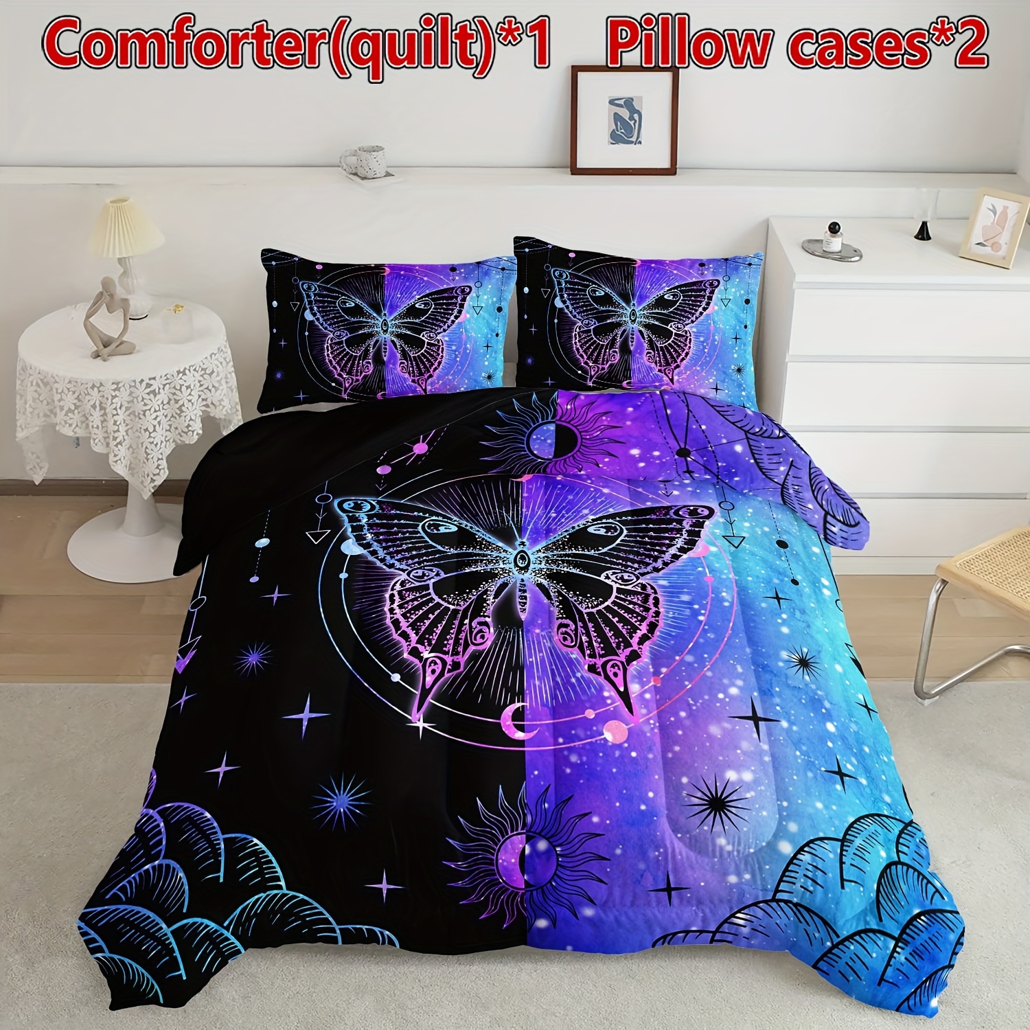 

Butterfly Bedding Comforter Set Butterfly Printed Pattern Quilt With 1 Comforter And 2 Pillowcases For Bedroom All Season