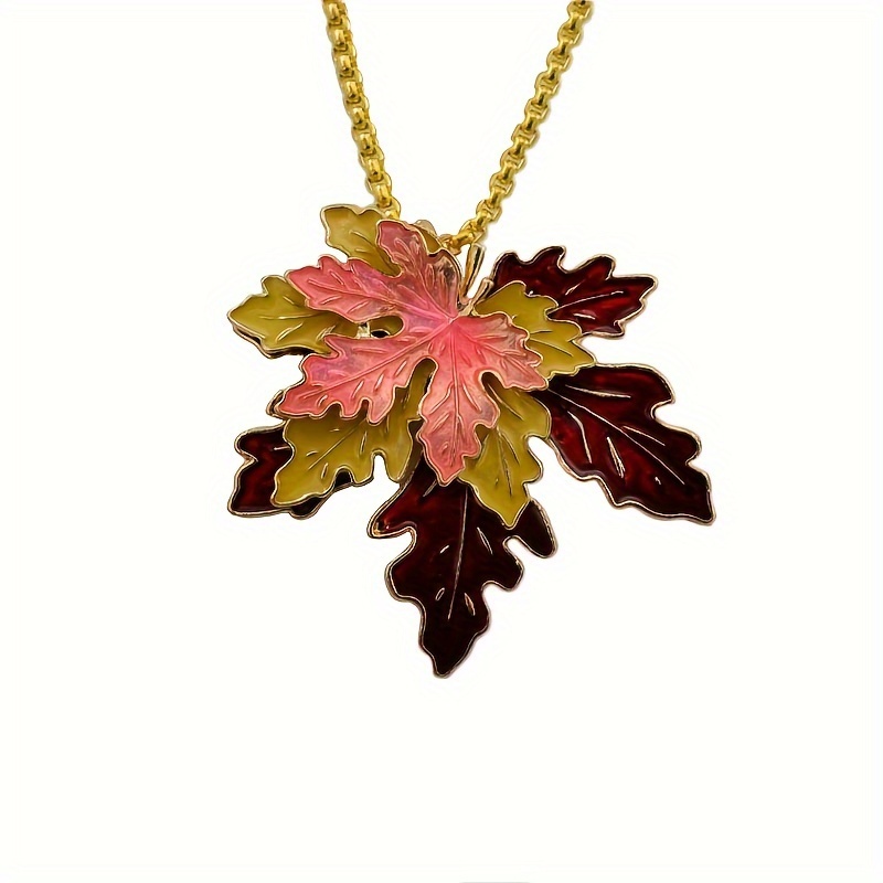 TEMU Ladies Pendant Necklace, Leaf Pendant Necklace, Maple Leaf Shape, Fashionable And Pendant Necklace