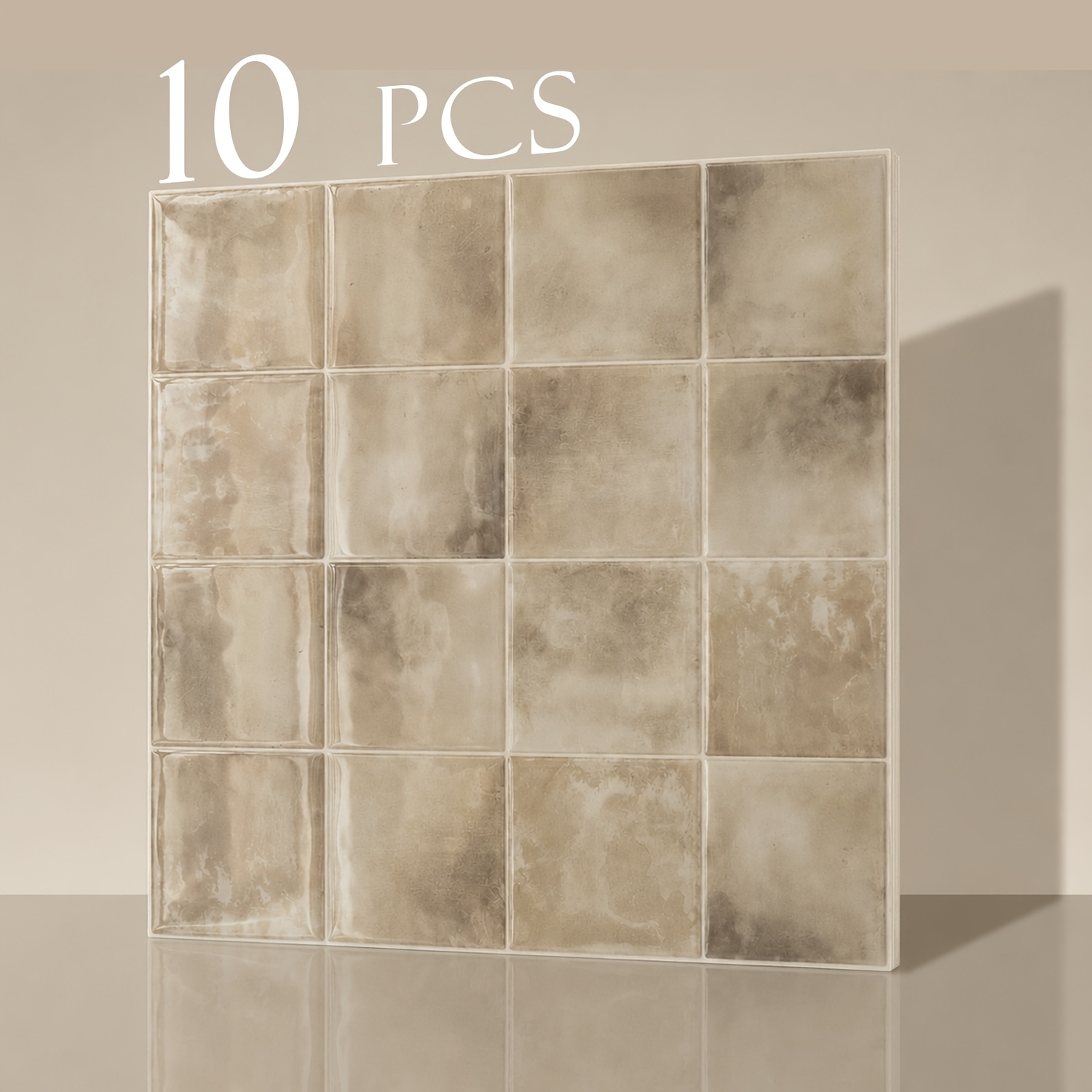 TEMU 10pcs/shinyhome Self-adhesive Peel And Stick Backsplash Tiles Suitable For Kitchen & Bathroom, Waterproof Oil & Heat Resistant Pu /ceiling/wall