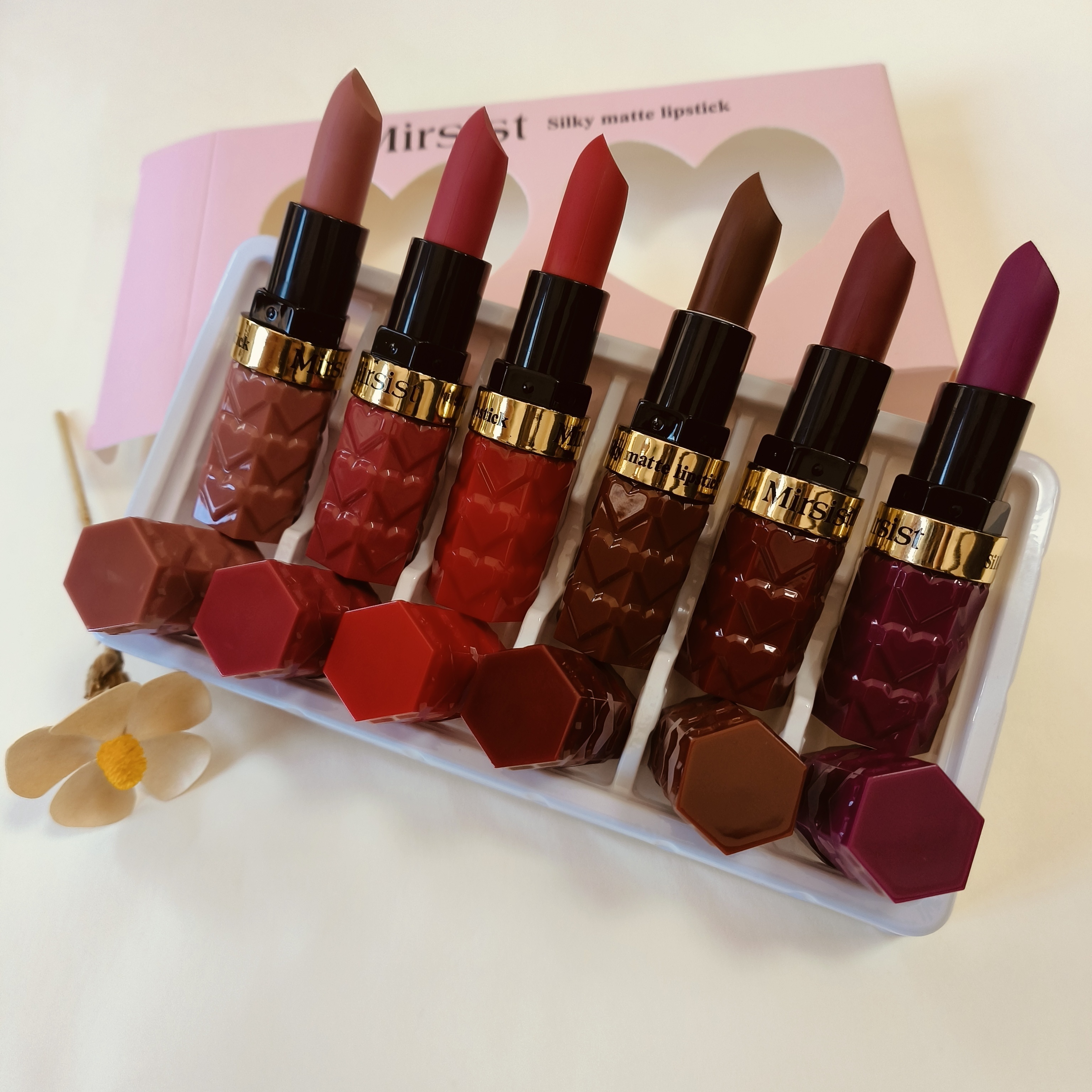 Mirist 6-Color Matte Lipstick - Long-lasting,, Smudge-proof, High-end Velvet Finish