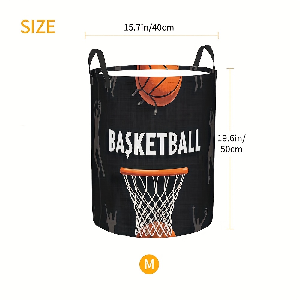 E-shop 1 Stück Basketballkorb-Wäschekorb - Bohemian-Stil Runder Wäschekorb mit Tragegriff, Aufbewahrung geeignet für Schlafzimmer, Badezimmer, Wohnheim