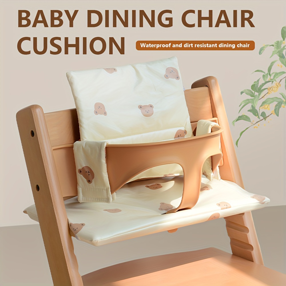 

Waterproof Polyester Baby High Chair Cushion With Tray - Cartoon Toddler Dining Chair Mat, Portable Anti-dirty Backrest Pad For Meals, Required - In