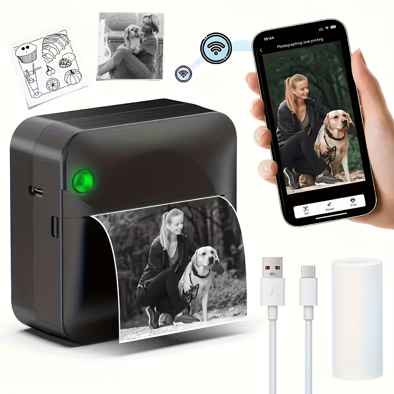 TEMU Wireless Portable Mini Thermal Printer, Micro Printer, Wireless Pocket Printer, Mini Photo Printer, Multi Scene Printing Kit. With 1 Roll Of