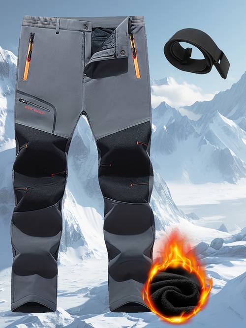 mens outdoor pants autumn winter loose straight leg hiking pants 2023 new lined thickened softshell pants fashionable versatile casual long pants adventure warm ski pants for men