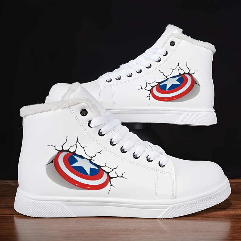 Marvel American Shield Trendy Classic Pattern -Lined Breathable Soft Twist Sole Casual Sneakers, Comfortable All-Season Shoes for Men and Women, Outdoor Shoes for Men and Women, Christmas Gift XWN-0081, Women Shoes