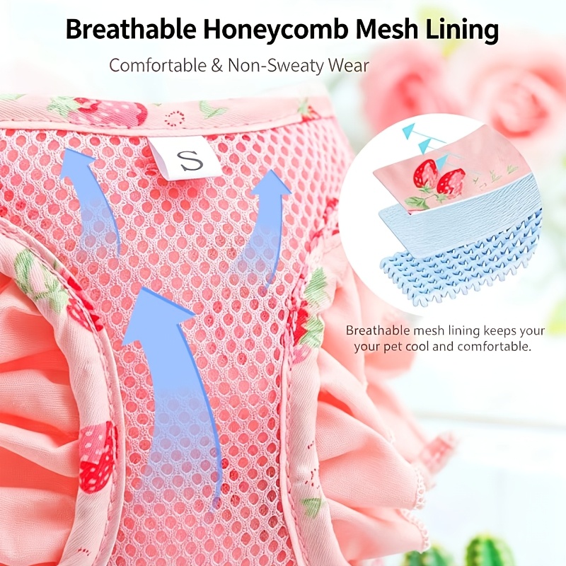 Cartoon Strawberry Print Pet Harness and Leash Set
